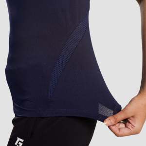 Emberwick Navy Slim Fit Crop Top Breathable Cotton and Spandex <b>Y2K</b> Asymmetrical Collar Tee Casual Jersey Style - Product Image 6