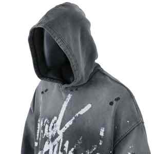 Sudaderas con Capucha Extra Grandes de Algodón Grueso Personalizadas, con Estampado Digital, Lavado Desteñido al Sol y Estilo Desgastado para Hombre - Product Image 6