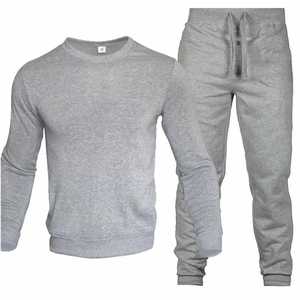 Ensemble sweat-shirt et pantalon de survêtement unisexe en molleton de coton blanc, col rond, manches longues, coupe classique, couleur unie, décontracté, respirant, brodé - Product Image 6