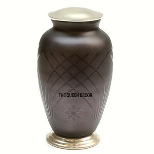 Urna de cremación negra Premium con tapa Urnas de metal sostenibles Urnas de cremación para adultos de estilo más vendido para suministros funerarios - Product Image 1