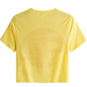 เสื้อยืดครอปแขนสั้นสำหรับผู้หญิงเสื้อยืดผ้าฝ้ายผลิตจากดีไซน์ใหม่ - Product Image 2