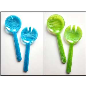 Ensemble de couverts à poignée en résine unique avec design tourbillon en marbre parfait pour la cuisine, la salle à manger et la décoration - Product Image 5