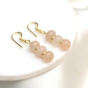 Handmade Peach Aventurine Birthstone Dangle <b>Earrings</b> Gold Spacer Beads, Findings <b>Earring</b> & Gold Plated Hook <b>Drop</b> <b>Earrings</b> - Product Image 5