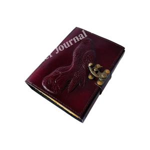 Bloc-Notes Vintage en Cuir Véritable Corbeau Journal Cahier en Relief Deckle Art Paper Laiton Antique C-Lock Ensemble Cadeau en Gros Cahier - Product Image 6