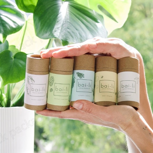 Eco-Friendly Refillable Push-Up Paper Tube Empty Deodorant Face Cream Container Cosmetic Packaging for Solid Perfume & Skincare