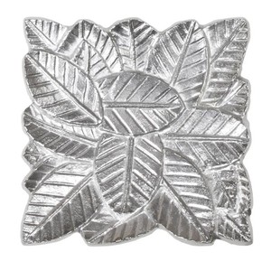 Plateau de service décoratif en aluminium recouvert de couleur argentée Plateau unique en métal en forme de feuille Argent élégant - Product Image 5