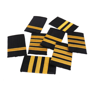 Alta calidad personalizada cinta de encaje dorado conjunto de uniforme de piloto de aviación rango charreteras insignias nuevo vestido charreteras Logo Decoración - Product Image 6