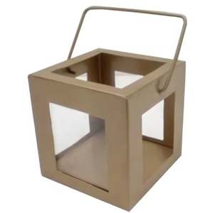 Hot Selling Wedding Decoration Matt Black Powder Coated <b>Glass</b> and Iron Lantern Classic Design Candle Holder Available in Cheap - Product Image 5