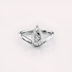 Anillo de Compromiso con Diamante Cultivado en Laboratorio con Certificación IGI, Forma de Pera, Plata de Ley 925, Diseño Cruzado - Product Image 1