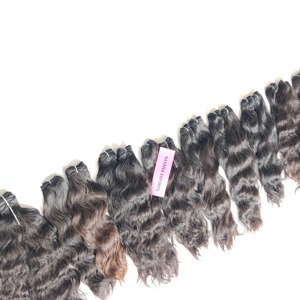 Extensions de cheveux humains naturels non traités Remy indiens, couleur naturelle, cuticules alignées, double trame, ondulations profondes, 100g - Product Image 1