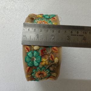 Cintas y cordones bordados a máquina hechos a medida en tela de base blanca en diseños florales para vestidos de novia en 2 pulgadas de ancho - Product Image 2