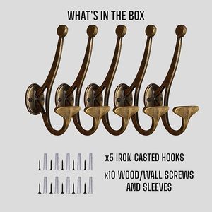 ตะขอแขวนผนังเหล็กทองเหลืองโบราณตะขอตกแต่งประตูห้องน้ำทำด้วยมือสำหรับเสื้อโค้ทหมวกและผ้าเช็ดตัวใช้สำหรับเสื้อผ้า - Product Image 3
