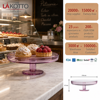 Support à gâteau en cristal rose de 278 mm LAKOTTO pour restaurants et hôtels, verrerie en gros, logo personnalisé, fabrication en usine