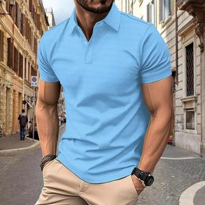 Polo d'été décontracté pour homme Absorption d'humidité à séchage rapide Maillot respirant élastique confortable Couleur unie - Product Image 2
