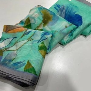 Precioso Impresionante Bollywood Indio Más vendido Impreso Fancy Ethnic Wear Look Saree Más de moda Exportación Sexy Blusa Sari - Product Image 1