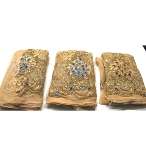 Tissu de dentelle d'organza perlé de luxe avec broderie de travail manuel taille et couleur personnalisées commande minimale de 5 mètres pour les mariages de fête - Product Image 5