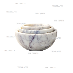 Greatest Quality White Marble Fruits And Salad Bowl With Round Shape Customized Size Serving Bowl In India - Product Image 4