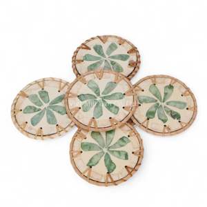 Sous-verre en nacre de qualité supérieure avec bordure en rotin naturel pour table à manger, décoration de restaurant et idées cadeaux - Product Image 3