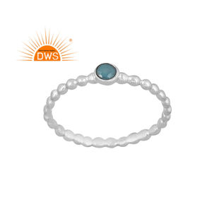 แหวนซ้อนพลอยคาลซิโดนีสีเงินสเตอร์ลิงธรรมชาติ - Product Image 1