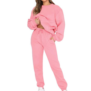 Nuevo Diseño de Invierno, Conjunto Deportivo de Color Sólido de 2 Piezas para Mujer, Manga Larga, 100% Algodón, Transpirable, Colores Personalizados, Alta Calidad - Product Image 1