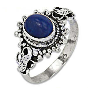 925 Silver <b>Lapis</b> <b>Lazuli</b> <b>Ring</b> for Women Elegant Gemstone Pearl Jewelry - Product Image 2