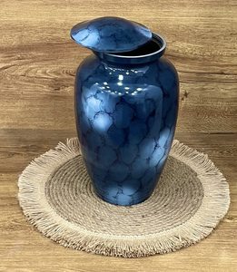 Urna Funeraria de Aluminio con Diseño Clásico de Mezclilla Azul Nube para Cenizas, Grande, para Cementerio - Product Image 6