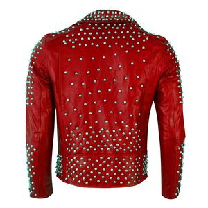 Chaqueta de invierno de cuero con tachuelas lisas para hombre construida con capa exterior firme interior acogedora y fácil de manejar frío estacional al aire libre - Product Image 5