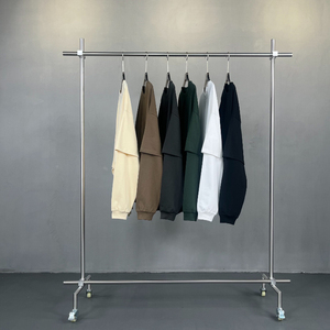 Sweats à capuche unis hommes 100% coton T-shirt unisexe col rond à manches longues sweat - Product Image 4