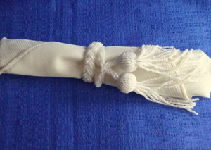 Vente 14 anneaux de serviette en perles blanches vintage avec pompon, anneaux de serviette fantaisie - Product Image 2