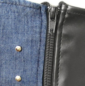 Wholesale High Quality Customized Latest Design Breathable Unisex Sexy Steampunk Faux Leather <b>Denim</b> Jean Overbust Bustier <b>Corset</b> - Product Image 4