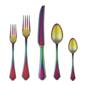 Vente en gros d'ustensiles de cuisine personnalisés fabricant fourchette cuillère ensemble de couverts en acier inoxydable multicolore - Product Image 1