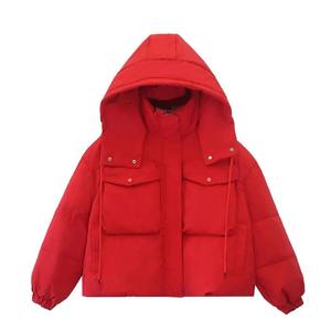 2024 femmes hiver court Parka à capuche vers le bas coton rembourré respirant tricoté veste ample épaissir chaud manteau - Product Image 4