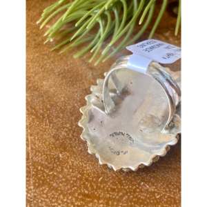 Mike Dishta Handmade Boho <b>Statement</b> <b>Ring</b> Zuni Turquoise & Sterling <b>Silver</b> Cluster Marquise Shape Size 5.5 Everyday Wear - Product Image 5