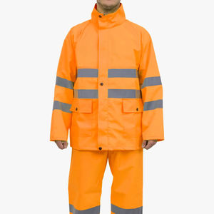 Combinaison de pluie réfléchissante haute visibilité durable, ensemble veste et pantalon imperméables légers pour l'extérieur sécurité industrielle travail camping - Product Image 1