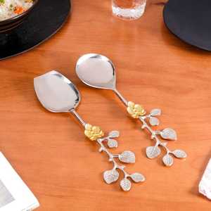 Ensembles de cuillères en métal classiques en acier miroir pour les mariages élégants et les fêtes faites à la main en Inde - Product Image 1