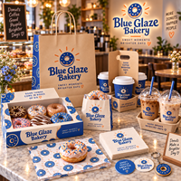 Emballages de marque AT PACK pour les boutiques de beignets avec des boîtes à beignets personnalisées, des sacs en papier, des gobelets à café et des solutions de vente à emporter
