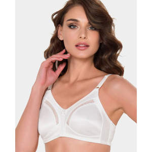 340 <b>Wire</b>-Free Cotton Satin <b>Bra</b> Comfort-Fit Full Cup Comfortable Breathable Minimizer Adjustable Hooks Solid Pattern Woven - Product Image 1