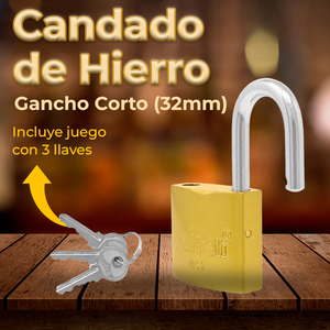 Lucchetto di sicurezza in ferro Dorado da 32 mm con gancio corto e cilindro in ottone, dimensioni 70 mm - Product Image 5