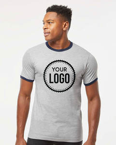 เสื้อยืดคอกลม50/50สำหรับผู้ชายเสื้อยืดคอกลมผ้าคอตต้อนดีไซน์สองโทนสี100% ว่างเสื้อยืดริงเกอร์สำหรับผู้ชาย - Product Image 5