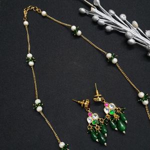 Indian Handmade Red Green Jadau <b>Kundan</b> Small Pendant Set With Earrings Ethnic Fashion Indian Traditional <b>Jewelry</b> for Women - Product Image 3