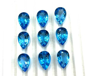 10x14mm Topacio Azul suizo corte de pera cuentas de piedras preciosas calibradas para la fabricación de joyas Topacio Azul Natural piedra suelta facetada al por mayor - Product Image 6