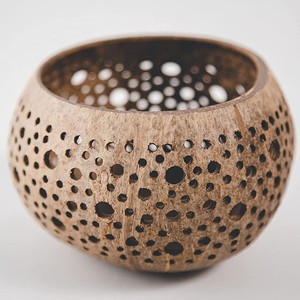 Antique Natural <b>Coconut</b> <b>Candle</b> Holder Handmade Tea Light Holders Coco Shells Bulk Quantity - Product Image 2