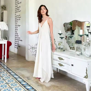 Robe Maxi imprimée en coton indien pour femmes, tenue d'été décontractée, robes de plage faites à la main avec taille naturelle lavable - Product Image 1