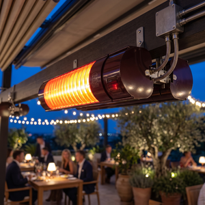 ELCON RCH-2000/6 Portable Ceiling Remote Controlled Electric Infrared Heater 2000W IP67 Waterproof Black Aluminum Single <b>Lamp</b> - Product Image 4
