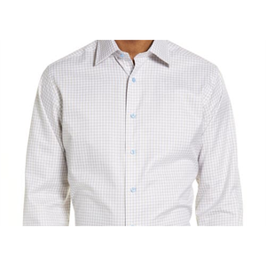 Camicia a Quadri David Donahue in Popeline 100% Cotone, Vestibilità Slim, Taglia 15.5-34, Bianco/Dune, Antipiega, Stile Casual - Product Image 2