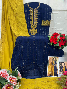 Top GEORGETTE avec SALWAR KAMEEZ en SOIE FORTEMENT BRODÉE pour les FÊTES TOUTES SAISONS - Product Image 2