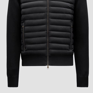 Manteau matelassé coupe ajustée pour hommes veste hybride légère manches en tricot décontracté en nylon à l'avant OEM personnalisé à l'usine pour l'hiver - Product Image 3