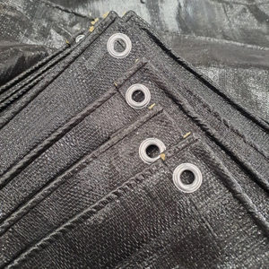 Tela de lona PE negra superfuerte personalizable impermeable estilo liso disponible en varios tamaños y colores GSM - Product Image 1