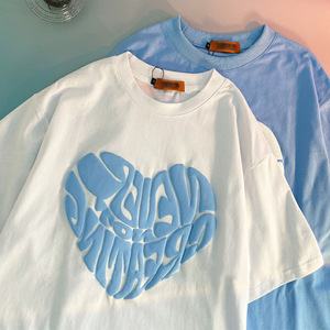 Camiseta única personalizada de alta calidad, camisetas lisas de algodón 100% para hombre, camiseta informal de manga corta con logotipo personalizado en 3D de punto - Product Image 1