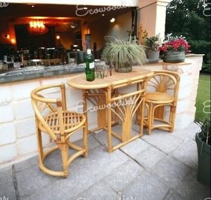 Chaise de salle à manger rectangulaire industrielle en rotin et rotin pour restaurant Ensemble de meubles pour le salon relaxant pour l'extérieur - Product Image 3